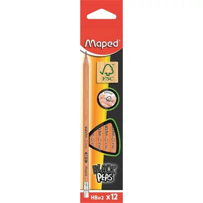 Grafitceruza radírral, HB, háromszögletű, MAPED 