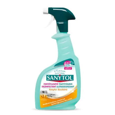 Konyhai fertőtlenítő- és zsíroldó spray, 500 ml, SANYTOL