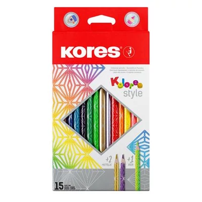 Színes ceruza készlet, háromszögletű, KORES 