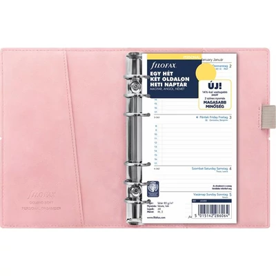 Kalendárium, gyűrűs, betétlapokkal, personal méret, FILOFAX, 