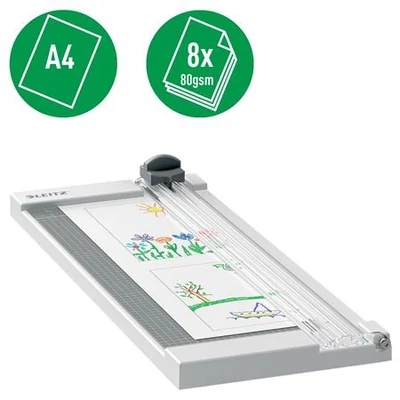 Vágógép, görgős, A4, 8 lap, LEITZ 