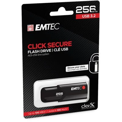 Pendrive, 256GB, USB 3.2, titkosított, EMTEC 