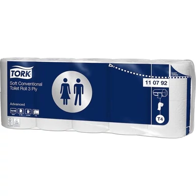 Toalettpapír, T4 rendszer, 3 rétegű, 12,5 cm átmérő, Advanced, TORK 