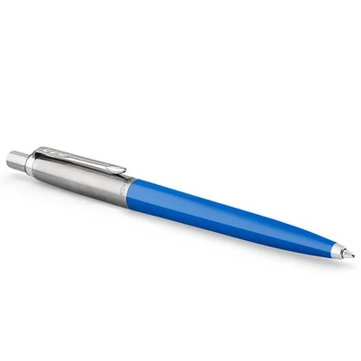 Golyóstoll, 0,7 mm, ezüst színű klip, kék tolltest, PARKER 