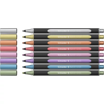 Metálfényű filctoll készlet, 1-2 mm, SCHNEIDER 