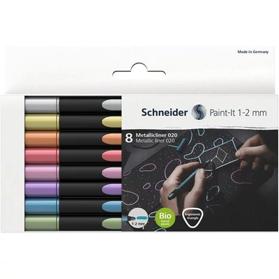 Metálfényű filctoll készlet, 1-2 mm, SCHNEIDER 