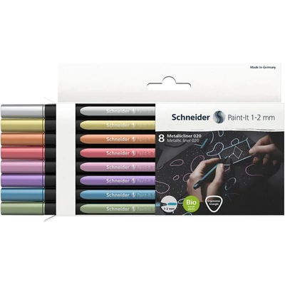 Metálfényű filctoll készlet, 1-2 mm, SCHNEIDER 