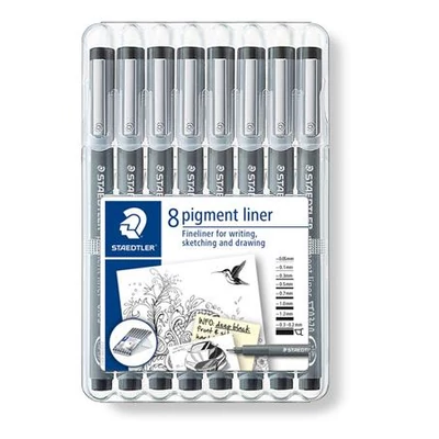 Tusfilc készlet, 8 különböző vonalvastagság, STAEDTLER 