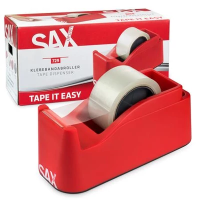 Csomagolószalag adagoló, asztali, csomagolószalaggal, SAX 