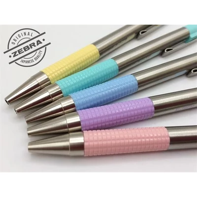 Golyóstoll, 0,24 mm, nyomógombos, rozsdamentes acél, pasztell-lila tolltest, ZEBRA 