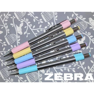 Golyóstoll, 0,24 mm, nyomógombos, rozsdamentes acél, pasztell-lila tolltest, ZEBRA 