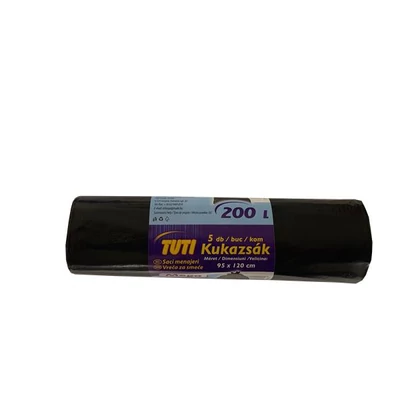 Szemeteszsák, extra erős, 200 l, 5 db, 95x120 cm, 38 µ, TUTI 