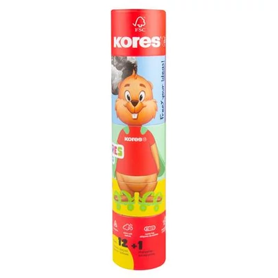 Színes ceruza készlet, háromszögletű, jumbo, 1 hegyezővel, KORES 