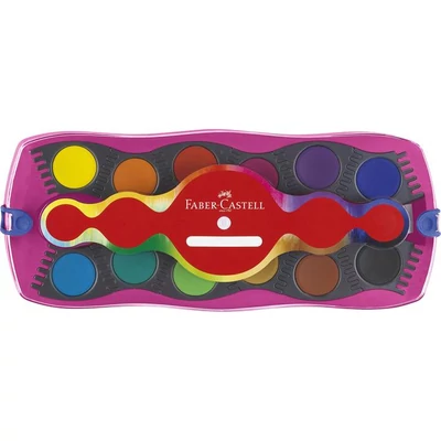 Vízfesték, 12 darabos, összeilleszthető, csillámmal és matricával, FABER-CASTELL, unikornis