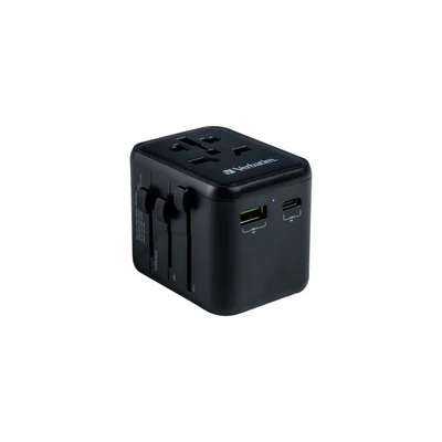 Utazó adapter, univerzális, USB-A(QC 3.0)/USB-C(PD20W)2xUSB, VERBATIM 