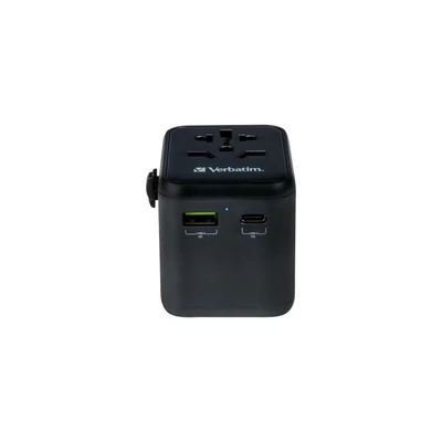 Utazó adapter, univerzális, USB-A(QC 3.0)/USB-C(PD20W)2xUSB, VERBATIM 