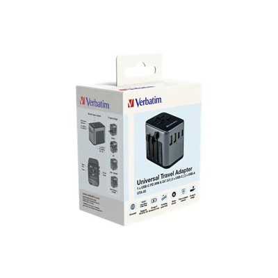 Utazó adapter, univerzális, USB-A(QC 3.0)/USB-C(PD30W)2xUSB, VERBATIM 