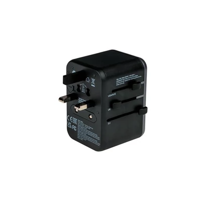 Utazóadapter, univerzális, USB-A(QC 3.0)/USB-C(PD61W)2xUSB, VERBATIM 