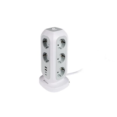 Elosztó, álló, 11 aljzat, 2xUSB-A, 2xUSB-C, VERBATIM 