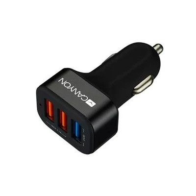 Autós töltő, 3xUSB, QC 3.0, 2,1A, CANYON 