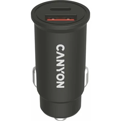 Autós töltő, USB-C/USB-A, QC 3.0 18W, PD 30W, CANYON 