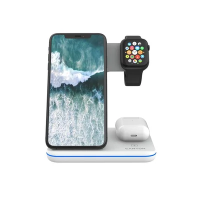 Töltőállomás, 3-az-1-ben, Apple+Qi töltés, CANYON 