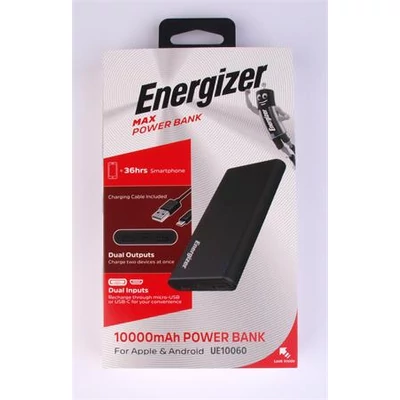 Hordozható akkumulátor, 2xUSB-A, 10000mAh, 10,5W, ENERGIZER 