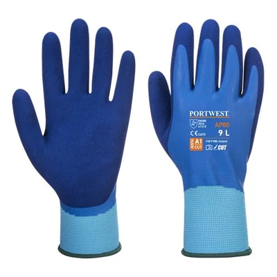 Védőkesztyű, latex, latexhab, tenyerén mártott, XL méret 