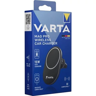 Autós tartó és töltő, Qi/USB-C PD, 15W, VARTA 