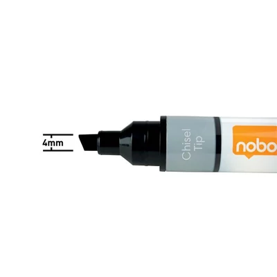 Táblamarker, vágott hegyű, 4 mm, NOBO, 4 db fekete