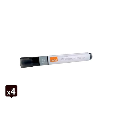 Táblamarker, vágott hegyű, 4 mm, NOBO, 4 db fekete