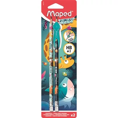 Grafitceruza radírral, HB, háromszögletű, ceruzafogóval, MAPED 