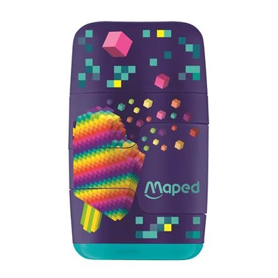 Hegyező és radír, kétlyukú, tartályos, pótradírral, MAPED 