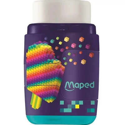 Hegyező és radír, kétlyukú, tartályos, pótradírral, MAPED 
