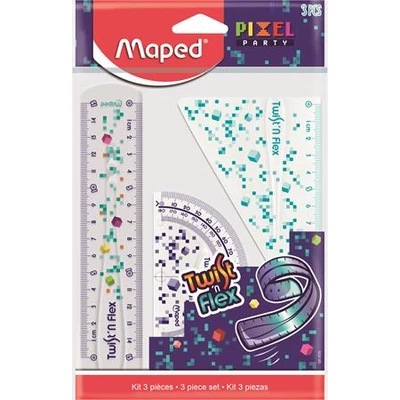 Vonalzókészlet, műanyag, törhetetlen, 3 darabos, MAPED 
