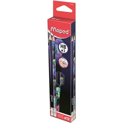 Grafitceruza radírral, HB, háromszögletű, MAPED 