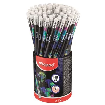 Grafitceruza radírral, ceruzatartó, HB, háromszögletű, MAPED 