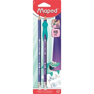 Grafitceruza radírral, HB, háromszögletű, ceruzafogóval, MAPED 