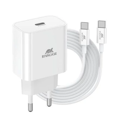Hálózati töltő, 20W, USB-C, USB-C, USB-C/USB-C töltőkábel, RIVACASE 