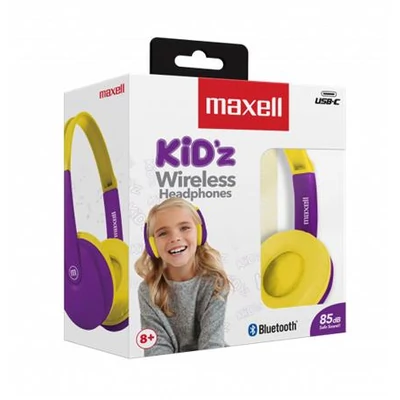 Fejhallgató, gyerek méret, vezeték nélküli, Bluetooth, mikrofonnal, MAXELL 