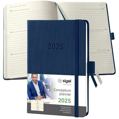 Naptár, A6, heti, 2025, kemény borító, SIGEL 