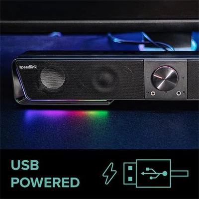 Hangszóró, 12W, 2x3.5 mm jack + USB-A, SPEEDLINK 