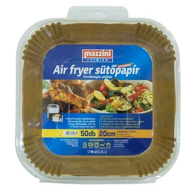 Sütőpapír, szilikonos, Air Fryer készülékhez, szögletes, 20 cm, 50 db, MAZZINI 