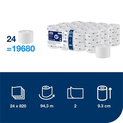 Toalettpapír, belsőmag nélküli, T7 rendszer, 2 rétegű, 13,1 cm átmérő, Advanced, TORK 