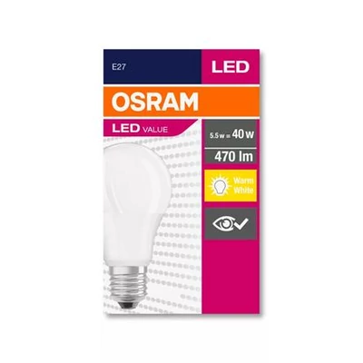 LED izzó, E27, gömb, A60, 5W, 470lm, 2700K (MF), OSRAM 