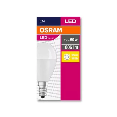 LED izzó, E14, kisgömb, P48, 8W, 806lm, 2700K (MF), OSRAM 