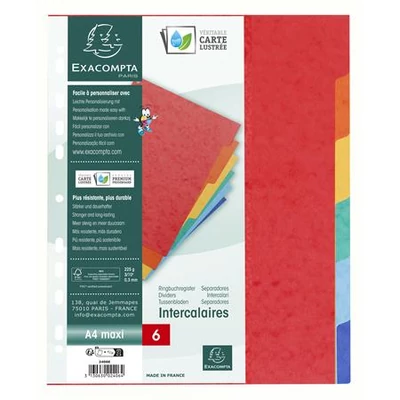 Regiszter, karton, A4+, 6 részes, EXACOMPTA, színes