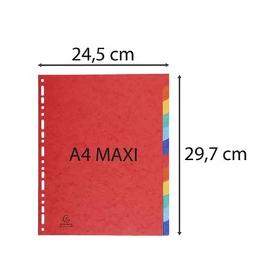 Regiszter, karton, A4+, 12 részes, EXACOMPTA, színes