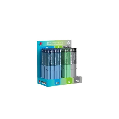 Grafitceruza display, HB, B, 2B, háromszögletű ICO 