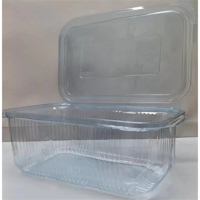Ételtároló doboz, egybefedeles, újrahasznosított műanyag, szögletes, 1000 ml, 100 db, 